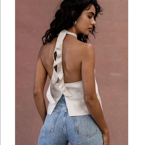 NWT Posse Delphine Top in Natural Sparkle Small - Picture 2 of 8